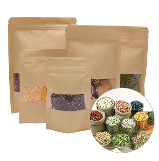Bolsa Doypack Kraft Ventana 10x15cm / 100 Unidades
